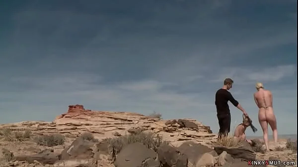 Busty blondes hogied in a desert videos