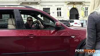 Petite Russian blonde Aon Flux rides driver's massive veiny boner with ass videos