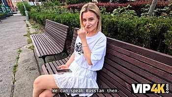 VIP4K. Cute blonde cheating on her boyfriend for money videos