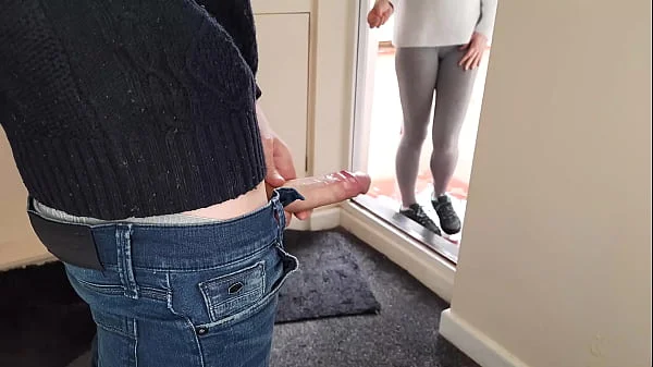 Public Dick Flash Neighbor was surprised to see a guy jerking off but helped him cum (cum hater) videos