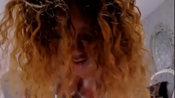 Extremly hot black woman has fun with her white dildo videos