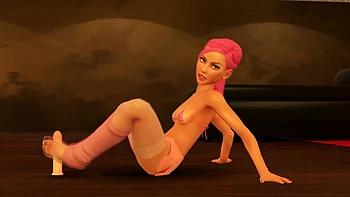 Pink Is Using Her Dildo with Her Feet videos