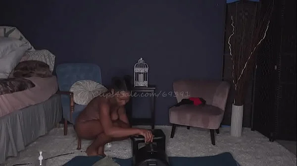 Ebony Princess Rides the Sybian,  Gets Turned on and Cums While Sucking Cock Short version videos