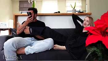 Polly Yangs And Francis X In Horny Blonde Gets Fucked Hard On The Couch While Talking To Her Boyfriend videos