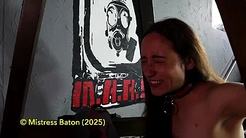 MistressBaton Canes Slave's Dragon Tongue in Lesbian BDSM - Hairy Pussy Whipping & Shiny Pantyhose videos