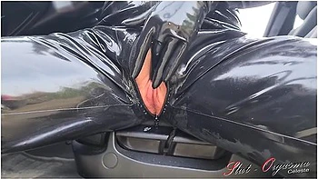 In Black Latex Public Pissing videos