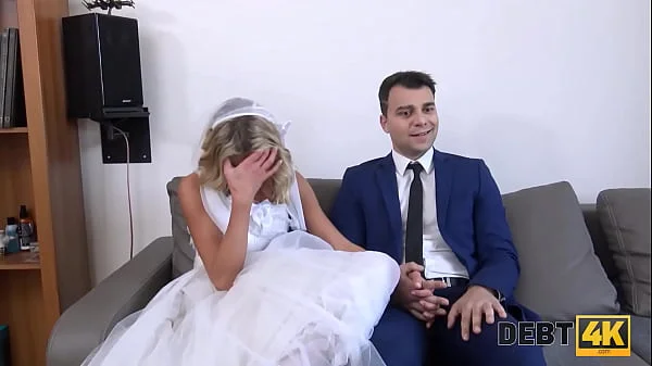 DEBT4k. Debt collector fucks the bride in white dress and stockings videos