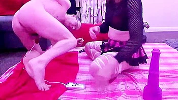 Mike Buzzed By Electro Stim Chastity Cage With Dildo In Ass videos