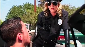 Slutty police officer in latex uniform getting fucked videos