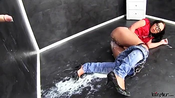 Tons Of Cum On Sexy Brunette With Glases videos