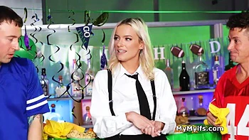 Barmaids holes getting freeused by two guests in a threeway videos