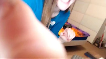 Teen with glasses spreads her pussy and fingers herself: Amateur, Brunette  Masturbation Porn videos