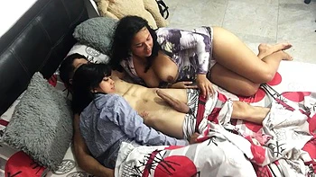 Sexy milf se folla a su hijastro y la novia by Kimberly grey: Blowjob, Cowgirl  Amateur Porn videos