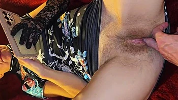 JuicyAdultKingdom Fingering Hairy MILF Pussy While She Watches Porn and Moans videos