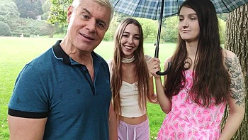 Two cute girls in a hot threesome with Porno Dan videos