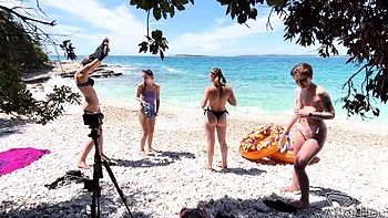 Two hot lesbians rebeka and Miss Pussycat enjoy the beach videos