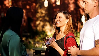 Two milfs and a young girl in an intense threesome scene videos