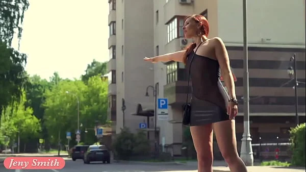 Summer Walk. Jeny Smith walking in public with the transparent dress and no panties videos