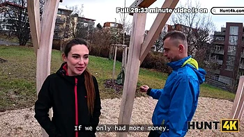 HUNT4K. She ripped her leggings and sucked stranger's cock in front of her BF for new ones videos