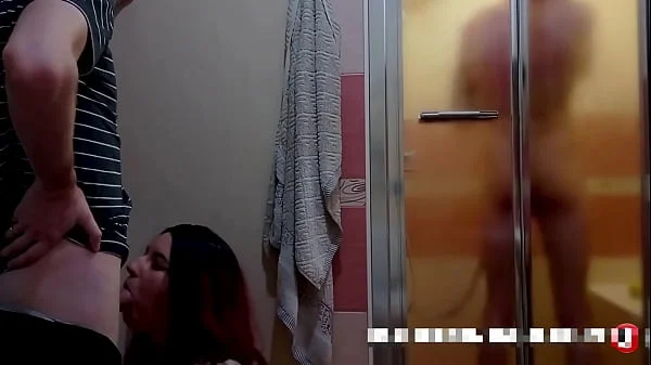 Wife cheats on her husband while he is in the shower videos