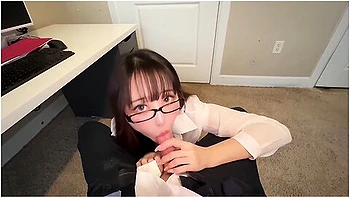Hot Asian Office Secretary Teases A Boss With Her Foot And Gives Blowjob With Facial videos