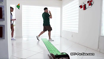 Three Hotties Sharing Golf Trainers Hard Cock videos