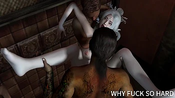 3D Big Boobs Slut Cheating with Two Big Cock in the Bathroom videos