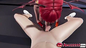 Car Toon - Halloween 3d Hentai Shermie As A Seductive Red Succubus With Big Tits, Offering Intense Blowjob, Sitting Handjob, And Cumshot videos