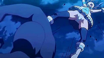 The monsters fondle her big breasts, thrust into her, and then she awakens and defeats them with creampies. videos