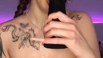 The long-haired nymph in a cat costume provides a deep throat with a yam-sized videos