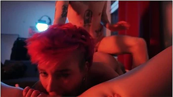 Spitroasting Our Hot Tattooed Friend - German Amateur Threesome With Strap-on videos