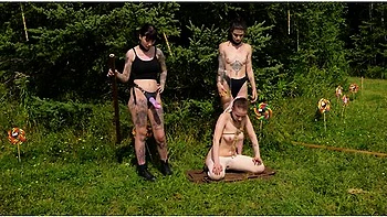 Piss Ballet - Kinky Submissive Dances Between 2 Face Fucking Doms While Showered In Piss videos