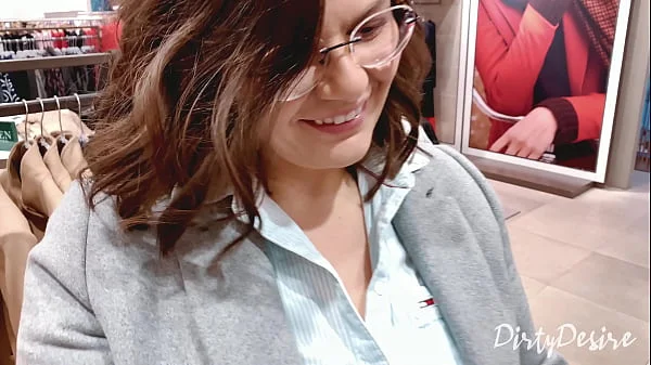 Blowjob in the chaning room - shopping in the mall goes wild - She swallows my cum in public videos