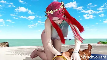 3D Red Head Asian Slut with Sexy Lingerie Sit on the Big Cock videos