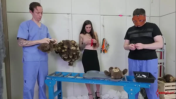 Threeway sub spit roast for BDSM teen videos