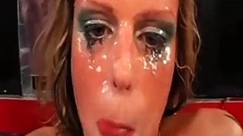 She gets covered in cum 3: Brunette, Cumshot  Small Tits Porn videos