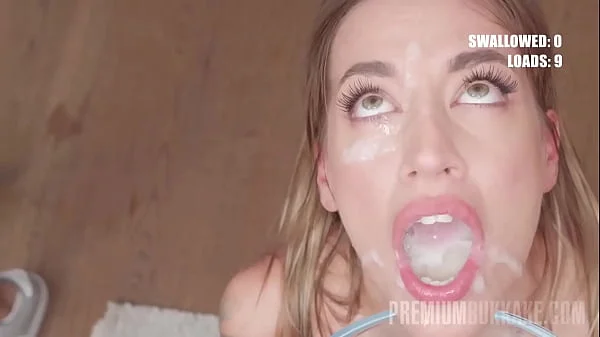 PremiumBukkake - Silvia Dellai swallows 50 huge mouthful cumshots videos