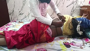 Desi Couples First Night Video. Full Hindi Audio With Loud Moaning videos