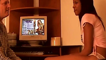 Gorgeous petite ebony sucking on hard dick in POV scene videos