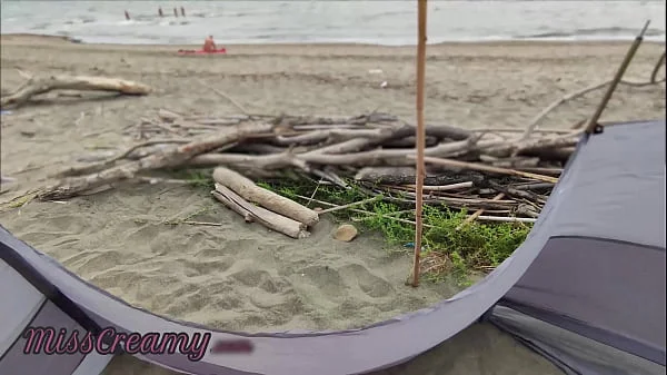 Flashing cock in public - My wife makes me cum in front of strangers on a nude beach - It's very risky with close people 4K - MissCreamy videos