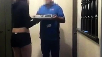 Blowjob and swallow for the pizza delivery guy videos