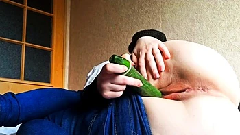 Teen Masturbates with Cucumber in Hostel - Big Ass Orgasm So videos