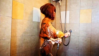 InkedMonster - Thai Bombshell Soapy Shower Dildo Play videos