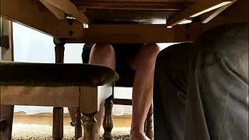 My mother in law spreads her legs under the desk videos