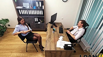 Czech casting with Olivia Sparkle and Stanley Johnson in an office setting videos