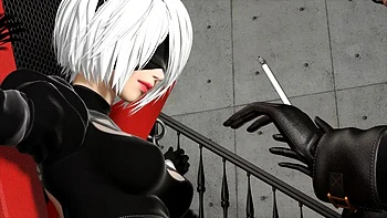 2B gets kinky: Blowjob, Missonary  Bondage Porn videos