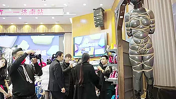 Chinese public supension bondage in latex videos