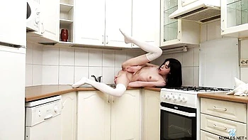 Flexible skinny brunette Wensday K knows how to touch herself videos