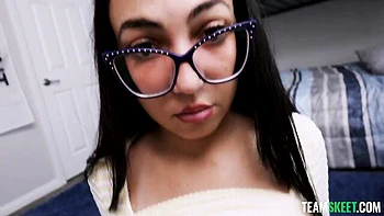 Angel in glasses Mira Luv penetrated in the missionary pose by big cock videos