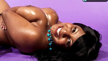 Gorgeous oiled brunette Aileen Ghettman touches her shaved pussy videos